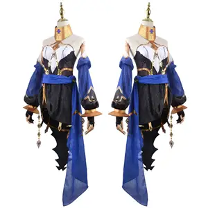 Spel Genshin Impact Cosplay Kostuums Halloween Keqing Paardenstaarten Gemengde Blauwe Cosplay