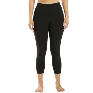 Leggings de yoga mi-taille personnalisés pour femmes, antibactériens, respirants, en Spandex/Polyester, avec coutures, décontractés, à carreaux, longueur genou, pour le fitness - Product Image 1
