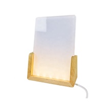 Lampu meja LED USB bingkai foto dasar kayu berbentuk U Logo kustom lampu malam akrilik persegi panjang polos sublimasi