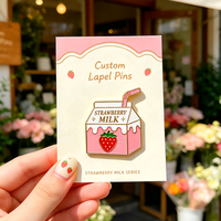 Broches en métal de haute qualité, thème boissons aux fruits Kawaii, mignonnes pour décorer sacs et boîtes à boissons, avec logo personnalisé, épingles de revers en émail souple, lait