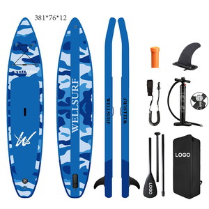 Double Layer Drop Stitch RACE SUP 12'6/381cm Board Racing Supboard Paddle <b>Inflatable</b> With US Race Fin DARK BLUE CAMOUFLAGE Drop - Product Image 1