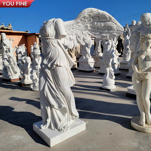Statues religieuses <span class=keywords><strong>en</strong></span> marbre de grande taille <span class=keywords><strong>pour</strong></span> <span class=keywords><strong>jardin</strong></span>, <span class=keywords><strong>ange</strong></span> féminin avec des ailes, sculpture - Product Image 6