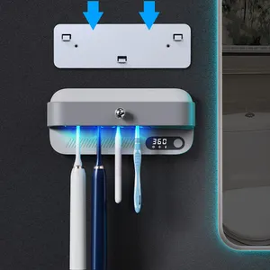 Newest Wall Mounted UVC Brush Sterilizer With Timer Dryer Rechargeable Cordless Bathroom Sterilization Toothbrush Holder