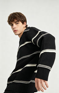 Outfit per Amanti degli Animali, Maglione Coordinato per <span class=keywords><strong>Cane</strong></span> e Proprietario, Maglieria a Righe Nere, Abbigliamento Urbano Streetwear, Collezione Personalizzata per Proprietari di Cani - Product Image 2