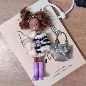Hecion dễ thương Kelly búp bê Keychain với trang phục da đen <span class=keywords><strong>Barbie</strong></span> phong cách mặt dây chuyền sang trọng cho túi xách với thời trang cao cấp quyến rũ - Product Image 5