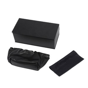 Premium Soft Leather Eyeglasses <b>Case</b> Black Rectangular Flip Top Storage Box <b>For</b> Sunglasses And <b>Glasses</b> 6-8.9 In - Product Image 5