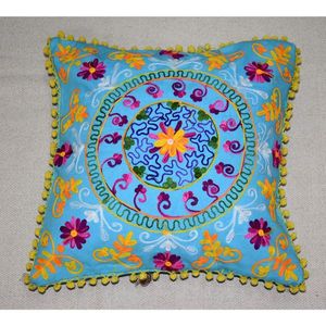 Premium Quality Cushion Covers High-Thread Count Cushion Covers Hand Patchwork Cotton Floor <b>Pillow</b> with Tassels - Product Image 1