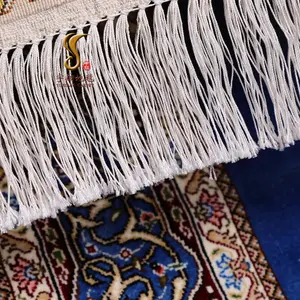Yuxiang-alfombra de seda persa hecha a mano para pasillo y pasillo, medallón azul de 3x10 pies
