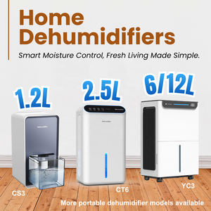 HASHONE 2,5L 6L 12L Abnehmbarer Wassertank Innenraum-Luftentfeuchter Tragbar mit LED-Anzeige für den Heimgebrauch Mini Elektrischer Luftentfeuchter - Product Image 2