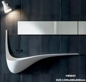 Moderno hotel bagni parete appeso acrilico superficie solida lavabo, lavabo in Pietra Artificiale di Lavaggio lavello