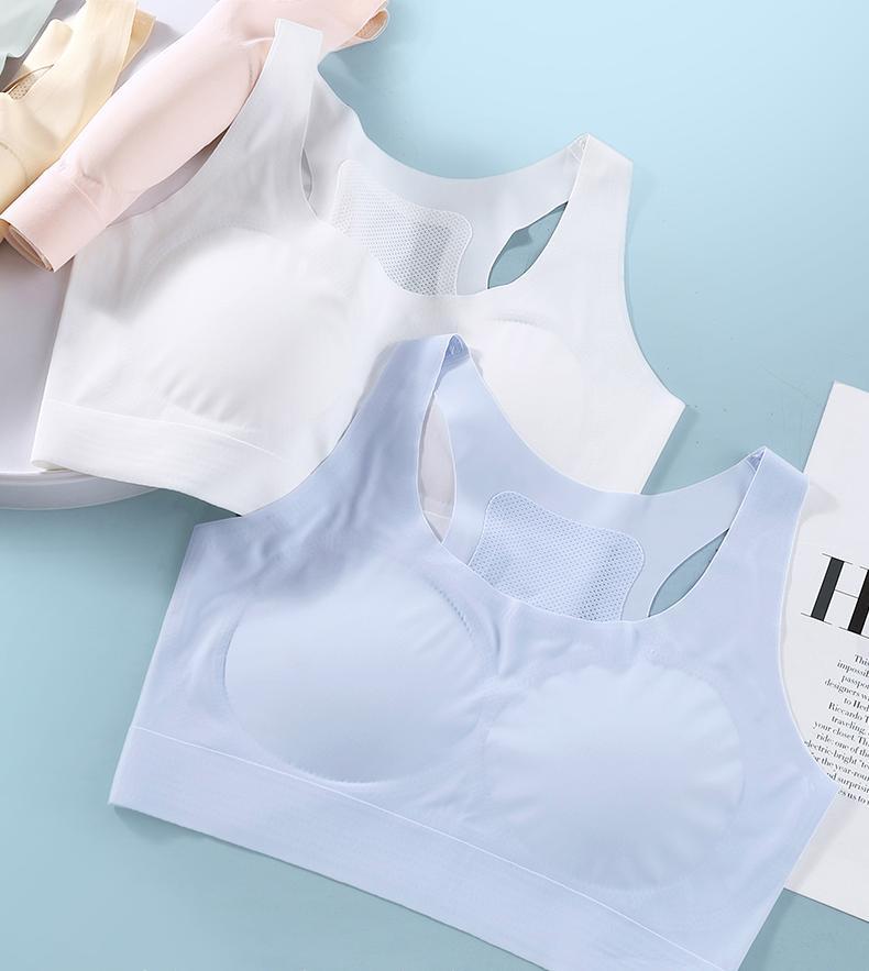 Girls Printed Nylon Summer Strapless Development Bra and Panties Comfortable Underwear for Little Students