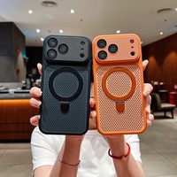 Funda Magnética Refrigerante de Alta Calidad para iPhone 17 16 15 14 Pro Max, con Rejilla Transpirable Tipo Panal de Abeja, Cubierta Trasera Convertible