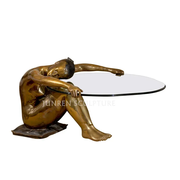 Metalen Ambacht Groothandel Op Maat Vrouw Bronzen Sculptuur Salontafel Te Koop