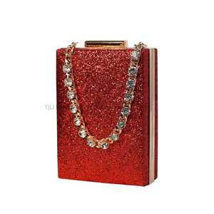 Cross-border New Dinner <b>Bag</b> Rhinestone Chain Portable Crossbody <b>Small</b> Square Women's Clutch <b>Bag</b> Satin Celebrity Tanjing - Product Image 5