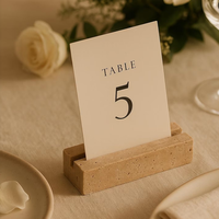Ensemble de 4 porte-cartes de visite en marbre travertin naturel, support de menu, support de numéro de table de mariage, support d'invitation