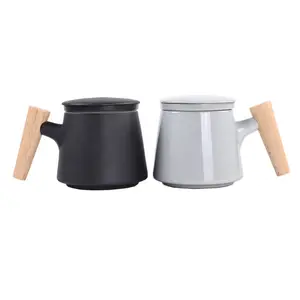 Einfache Tasse Keramik Büro Wasser Tasse mit Filter Bubble Tee Tasse mit Deckel