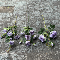 EG-S037 mariage violet soie Rose fleurs artificielles fausses fleurs violettes artificielles
