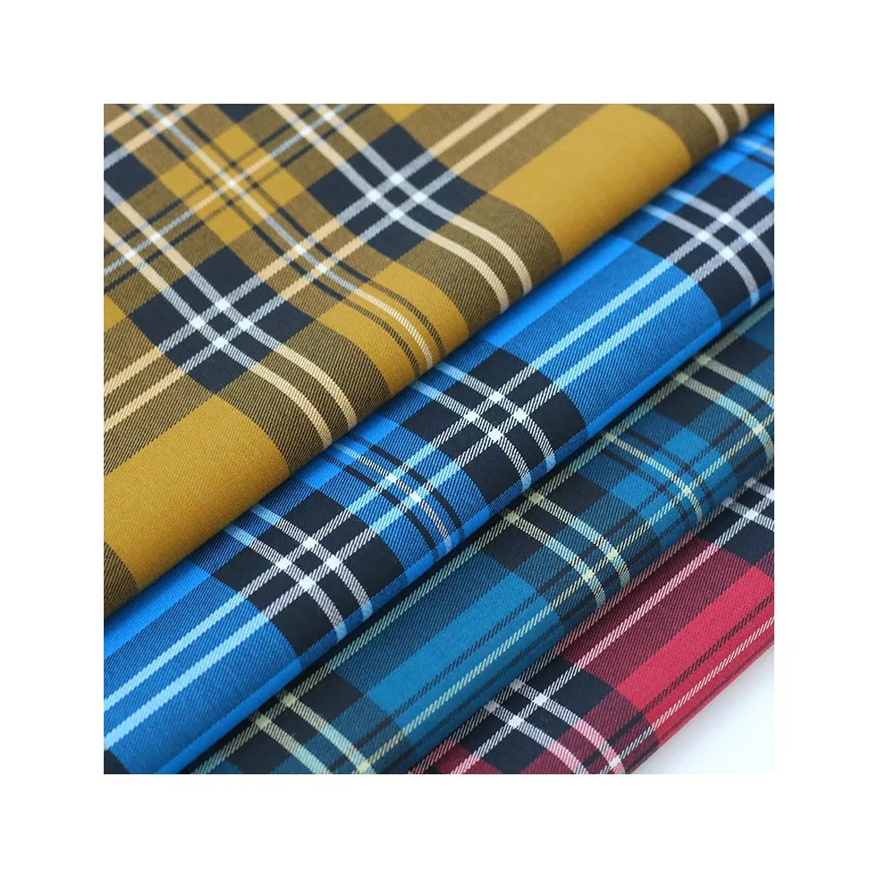 2022 Hot Sale Hochwertige moderne Textil garn gefärbte Stretch Check Stoff für Hemd Uniform Kleidungs stücke