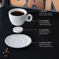 Ensemble de tasses et sous-tasses expresso professionnelles en porcelaine, pour Latte, café, Mocha, thé, vente en gros, 100 pièces