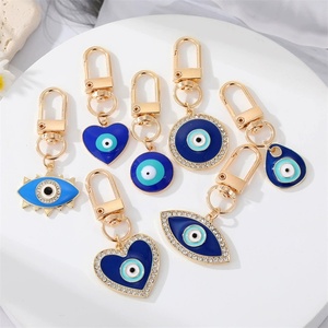 Islamic Glass Turkish Evil Eye Key Chain for DecorationCrafting Amulet for Good Luck Glass Metal Key Chains for Hanging Ornament