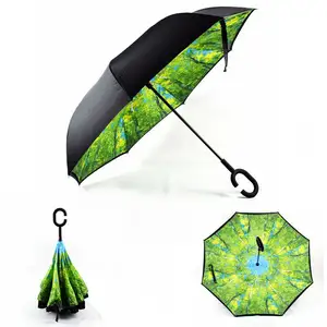 Cheapest Factory price c handle upside down double layer inverted umbrella M0246