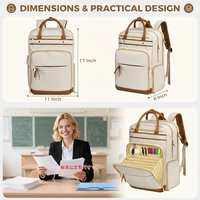 Sac à dos pour ordinateur portable pour femmes enseignantes, compartiment à lunch amovible, poches organisées, cuir synthétique en microfibre