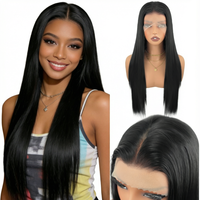 Perruques Lace Front 13x4, Densité 180%, Pré-épilées, Sans Colle, Brun Clair, Lisses et Ondulées, Soie Noire Haute Température, 26 Pouces