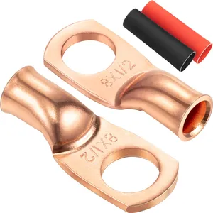 AWG Heavy Duty Lead Auto Wire Lugs Car Battery Cable Ends Bare Copper Eyelets Tubular Ring Terminals Connectors