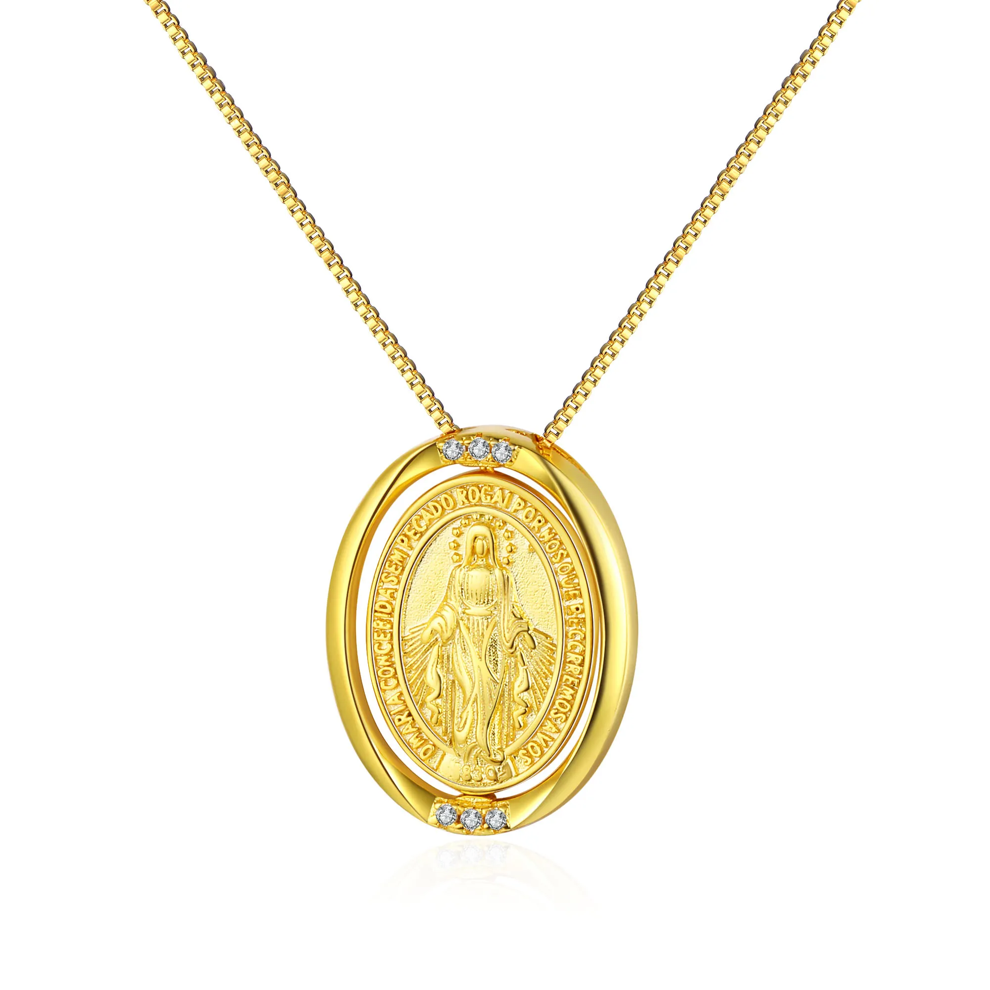 2022 New Fashion Gold Box Chain Necklace Religious Virgin Mary Necklace Ladies Men Jewelry