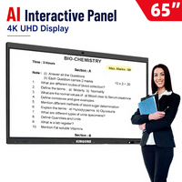 Tableau blanc interactif 4K de 65 pouces, Android 14, Windows OPS, tableau de réunion intelligent, partage d'écran sans fil pour la vidéoconférence