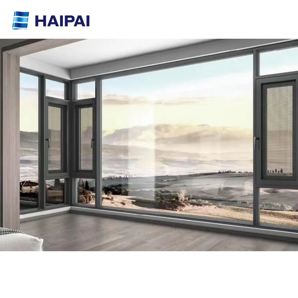 Hurricane Mosquito Proof Aluminum Windows Apartment Buildings Energy Saving Efficient Insulation