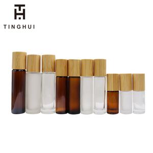Empty Bamboo Lid Essential Oil Frosted Glass Roll on <b>Perfume</b> <b>Bottle</b> with Steel Roller Ball <b>5ml</b> 10ml 15ml - Product Image 4