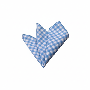 Écharpe carrée et mouchoir en vichy bleu blanc avec foulard de poche - Product Image 2