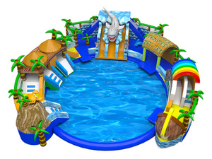 Tobogán de agua inflable comercial popular de verano 2024 con tres toboganes <span class=keywords><strong>piscina</strong></span> para niños Parque Acuático de alta calidad - Product Image 2