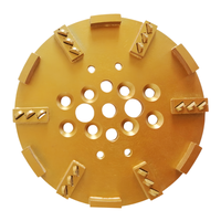 Plaque de ponçage hybride professionnelle en métal de 250 mm, 10 PCD + 6 boutons, grain grossier 60/80 pour l'élimination de la colle époxy épaisse et la préparation des sols