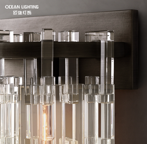 Applique murale Marignan de style rustique moderne, luminaire en cristal d'intérieur, hauteur réglable, taille moyenne, pour installation de projet - Product Image 6