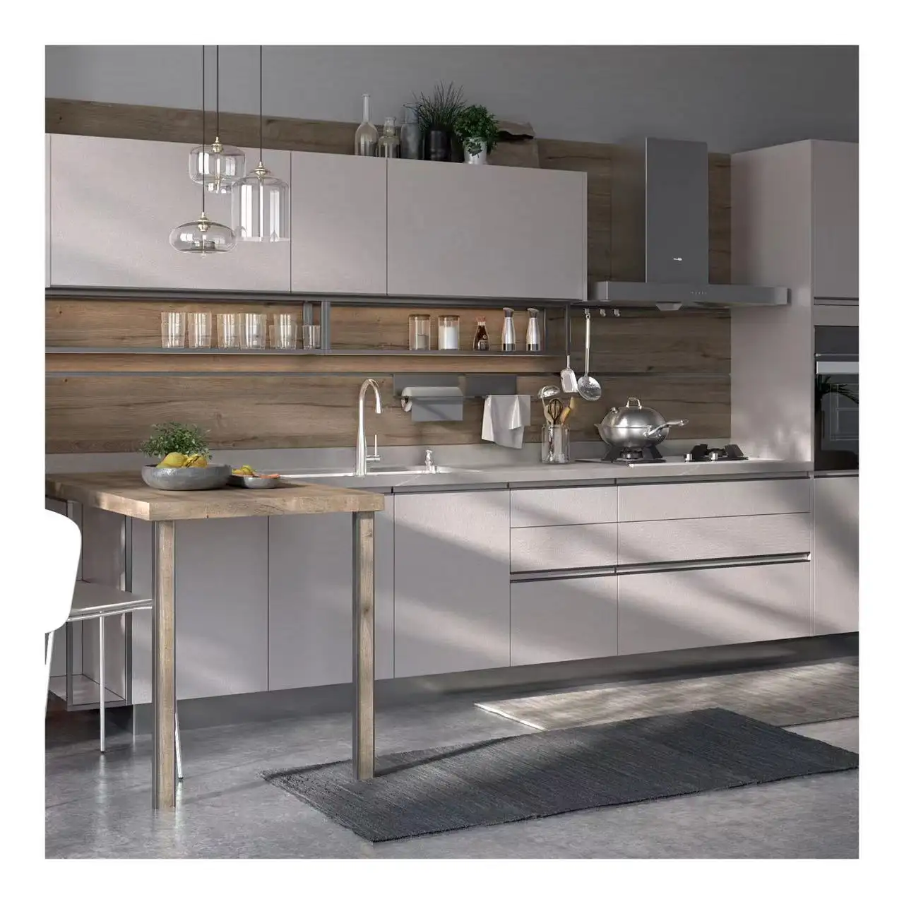 キッチンキャビネットキッチン家具のためのプロの良い価格完全な白い色のキッチンデザインモダンな食器棚