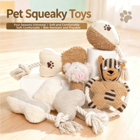 Jouet à mâcher pour chien en peluche, matériau en polyester, résistant aux morsures, nettoyage des dents, divertissement interactif pour les races moyennes et grandes