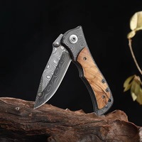 Couteau de poche pliant multifonction en acier inoxydable avec manche en bois pour camping, chasse, survie et défense personnelle - Vente en gros usine