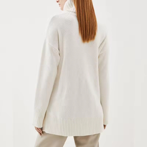 Custom Wholesale Cashmere Blend Roll Neck <strong>Longline</strong> <strong>Jumper</strong> Chunky Knit Loose Pullover <strong>Women</strong> Turtleneck Winter Sweaters - Product Image 4