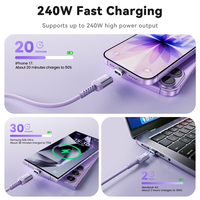 Câble USB C magnétique à charge rapide Toocki 240W, aimant puissant N52, type C à type C, cordon de charge à fermeture rapide à une main pour téléphone et voiture