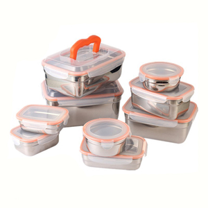 Récipient alimentaire en acier inoxydable SUS304 avec forme ronde et carrée Bac à légumes en étain étanche <span class=keywords><strong>sous</strong></span> <span class=keywords><strong>vide</strong></span> Boucles à couvercle visible en PP Utilisation en <span class=keywords><strong>cuisine</strong></span> - Product Image 6