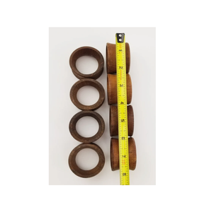 Rond de serviette en bois forme ronde et couleur bois naturel pour rouleau de serviette de table décoratif - Product Image 5