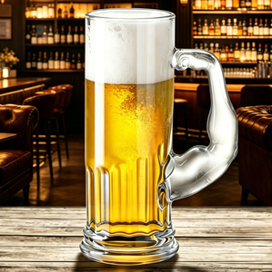 Factory Wholesale Restaurant Muscle Arm Beer <strong>Mug</strong>, Factory Direct 600ml Large Capacity Glass Stein for Banquets &amp; Events - Product Image 4