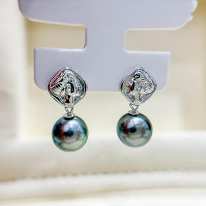 DIY <b>Silver</b> Jewelry Earrings with 9-13mm Round <b>Beads</b> S925 DIY Pearl Accessories Empty Tray Fashion 22214 Plated Size 12mm - Product Image 4