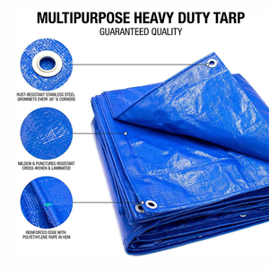 Bâche en PE imperméable, bleu, orange, différentes couleurs et tailles, pour couverture extérieure, camping, construction, agriculture, protection - Product Image 4