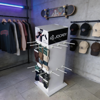 Présentoir en carton ondulé moderne à quatre faces pour magasin de détail, présentoir de vêtements et de chaussettes, présentoir de stand avec panneau perforé, personnalisable