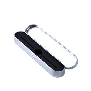 Wholesale Custom Logo Laser Engraving Tins Pen Packages Case Metal Tin Box Packaging Gift Silver With EVA Foam For Empty Carts