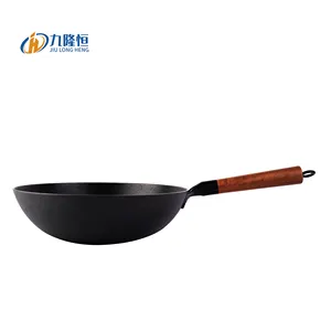 高品質の中華鍋セット木製のふたのない大きな丸い鋳鉄調理器具中華鍋