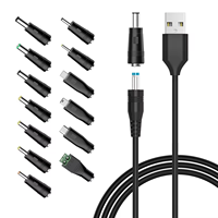 USB DC Aluminium-Ladekabel mit 13 Adaptersteckern, PVC, 3A Schnellladung für Computer, Powerbank, Scanner, DVR